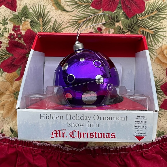 NIB Musical Shiny Purple Pop-open Snowman Ornament - Picture 1 of 6